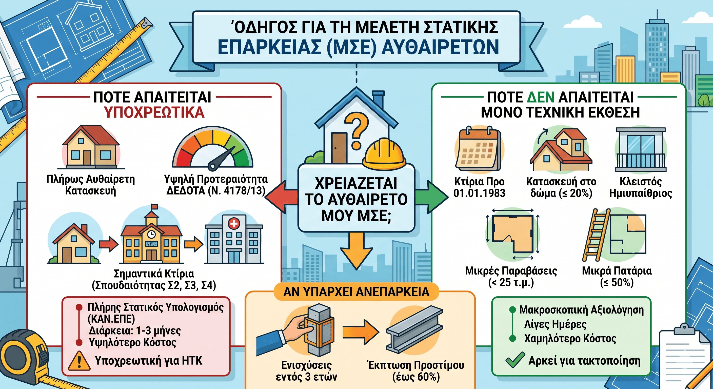 Μελέτη Στατικής Επάρκειας Αυθαιρέτων: Πότε Απαιτείται